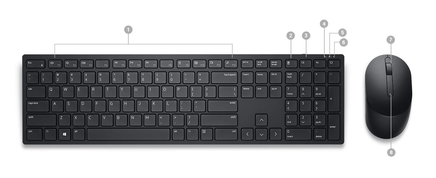 Kit teclado e mouse Dell KM5221W